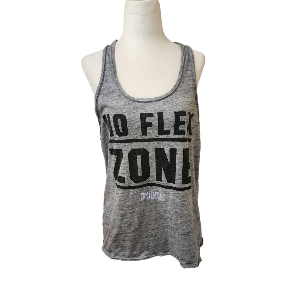 Victoria's Secret Pink Racerback Tank Top Grey Black XS Gym Workout Wear